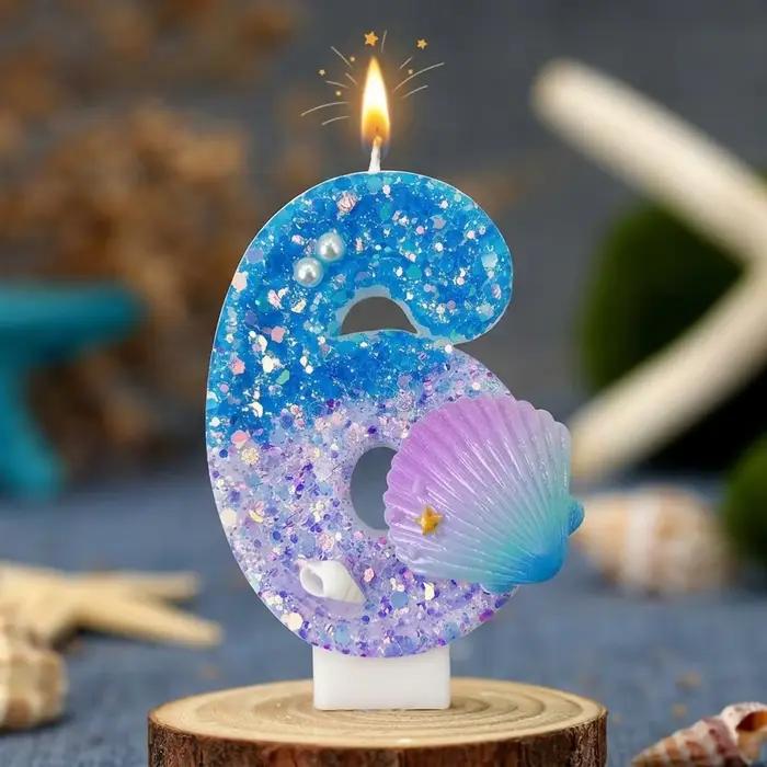 Bougie numérique artisanale en forme de coquillage marin, bougie créative pour gâteau, bougie d'anniversaire