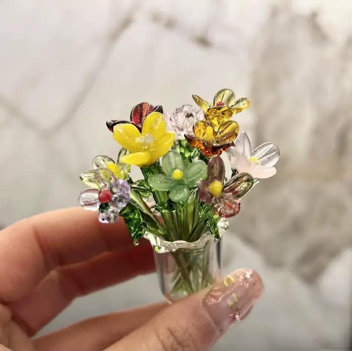 Mini Bouquet de fleurs de Simulation en verre