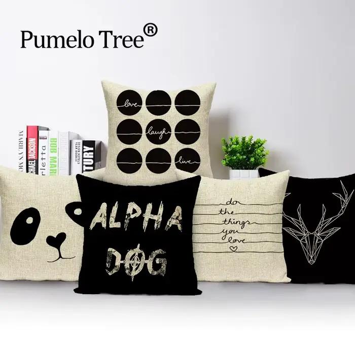 Housses de coussin décoratives en coton et polyester, motif Lettre Amour Maison, noir et blanc, pour canapé et lit, style nordique, Almofadas 45x4