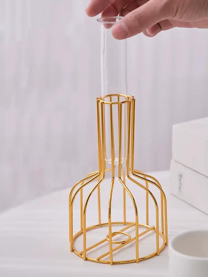 1 ensemble de vase métallique en fer forgé doré