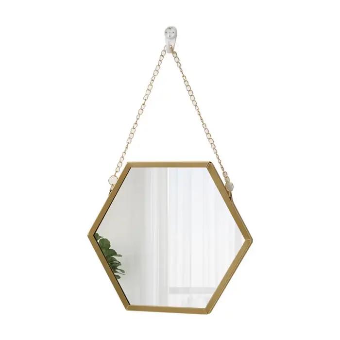Miroir mural hexagonal en fer