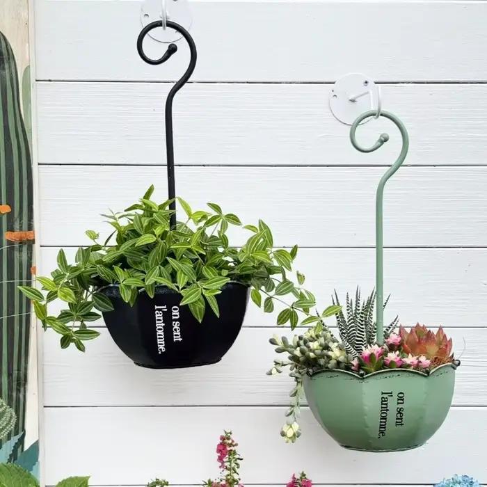 Pot de fleurs suspendu créatif vintage en forme de parapluie, style européen, pour fermes, décoration extérieure en fer forgé