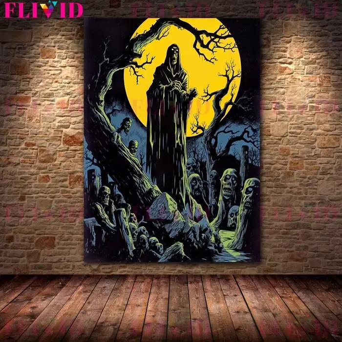 Sorcière d'Halloween, morts-vivants