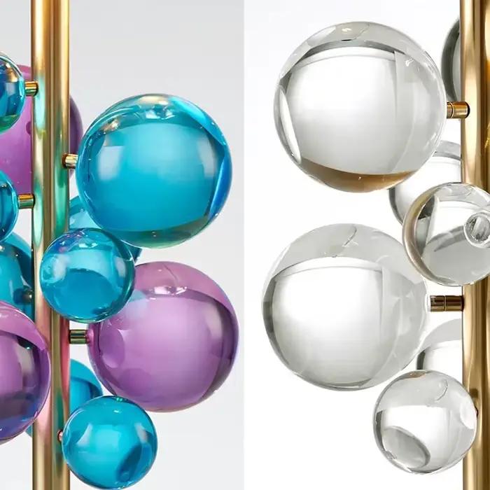 Lampadaire LED créatif nordique boule de verre colorée lampe champignon design italien décoration de salon chambre lampe de lecture