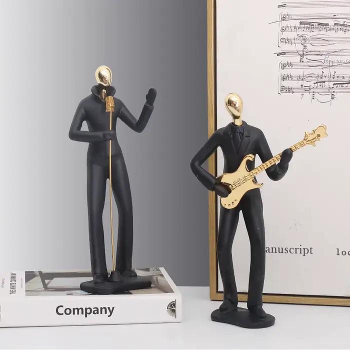 Sculpture en résine de danseuse de musique abstraite scandinave - Figurine de ballet moderne pour bibliothèque, décoration de bureau minimaliste et amateur d'art