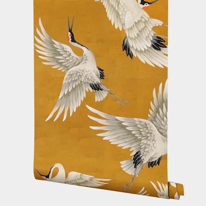 Autocollants muraux d'oiseaux grue Chinoiserie