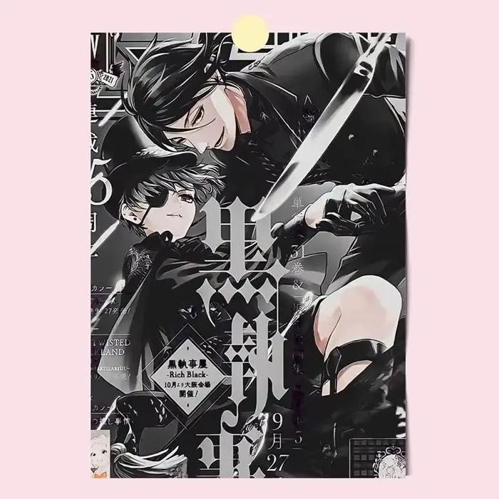 Affiche sans cadre Black Butler Ciel Phantomhive Undertaker impression de dessins animés pour chambre d'adulte occasions spéciales cadeau de vacances