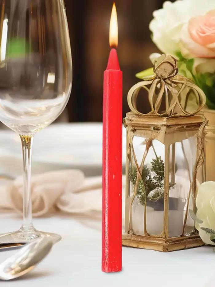 Bougies de survie à combustion longue durée, rouges et blanches, à mèche courte, 10 bougies non parfumées pour mariage et bénédiction
