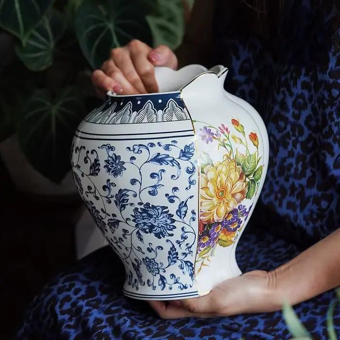 Vase en céramique rétro chinois pour la décoration intérieure