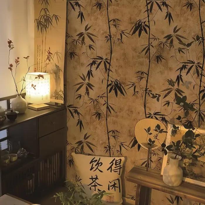 Papier peint en bambou de style chinois