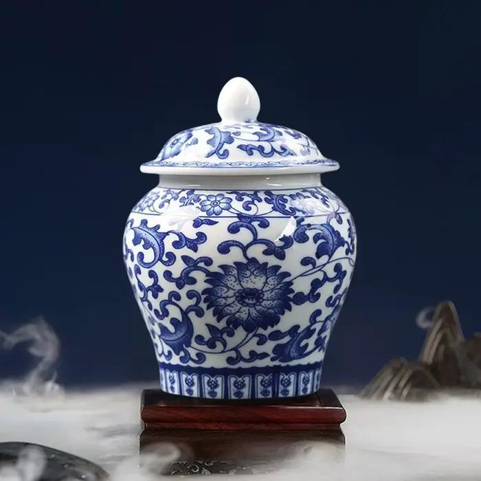 Vase à Bouteille Vintage en Céramique avec Couvercle