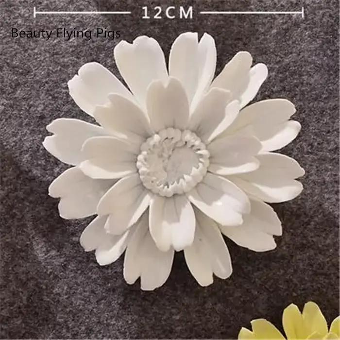Fleur en céramique de décoration de maison, artisanat de décoration murale 3d, tenture murale de fond de télévision de mur de chambre à coucher de salon 1 pièce