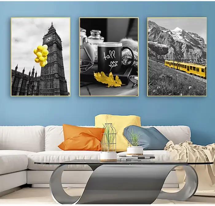 Ensemble de peinture sur toile nordique paysage noir et blanc
