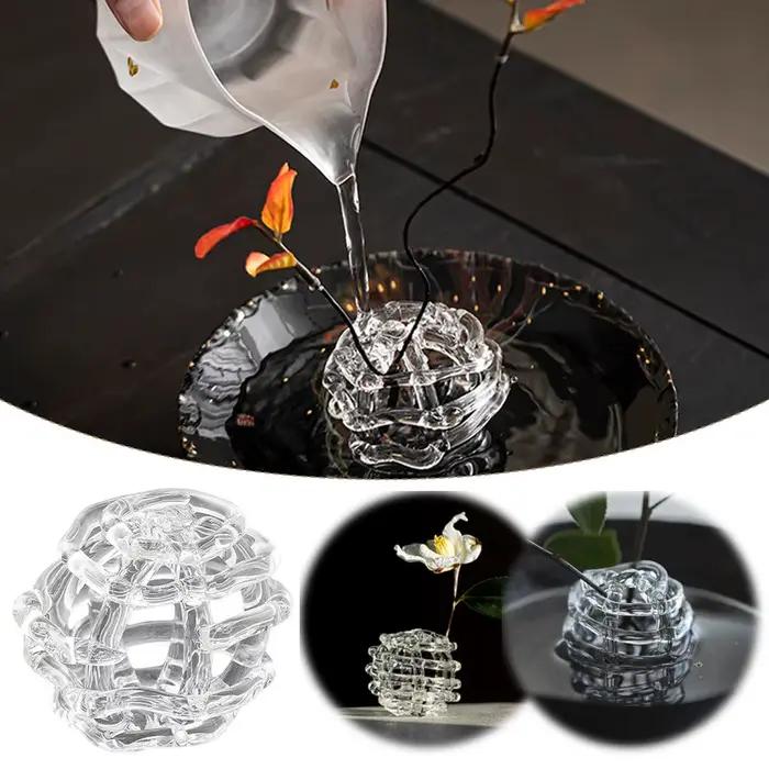 Vase en verre transparent, design inspiré du zen, vase à fleurs hydroponique unique, décoration minimaliste pour bureau, vase de bureau