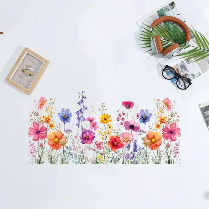 Autocollants floraux colorés pour fenêtre et mur