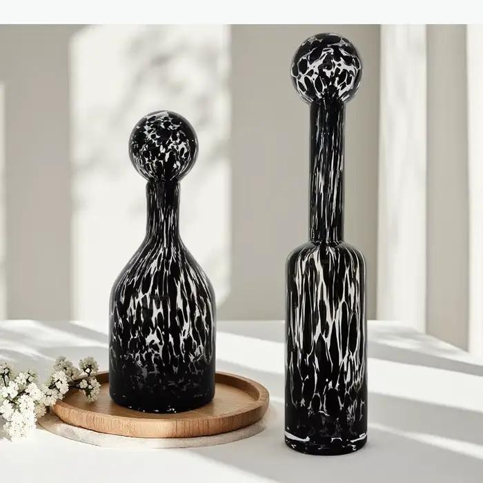 Vase en verre à petite ouverture, vases décoratifs, arrangement floral, ornement, vase hydroponique, vases pour fleurs séchées, artisanat de décoration
