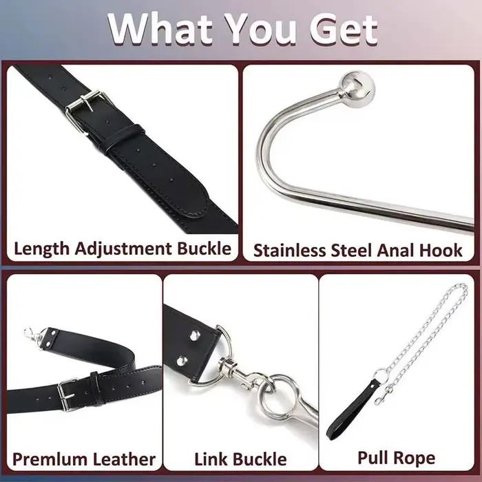 Kit de bondage BDSM, harnais de retenue réglable, menottes, crochet métallique, accessoires pour jeux de rôle en couple