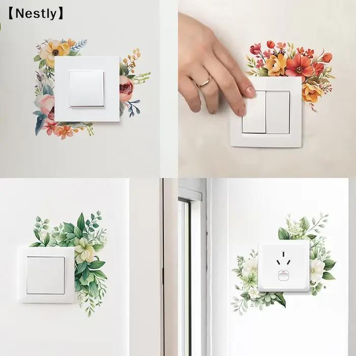 Autocollants romantiques en forme de fleurs pour la décoration de chambre, décorations amusantes pour la maison des filles〔Nest〕