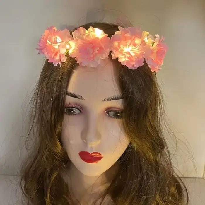Couronne de guirlande de fleurs lumineuse