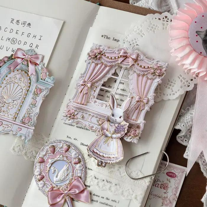 8 paquets/LOT de autocollants en papier décoratifs rétro, mignons et charmants, série de lettres à fleurs Rococo