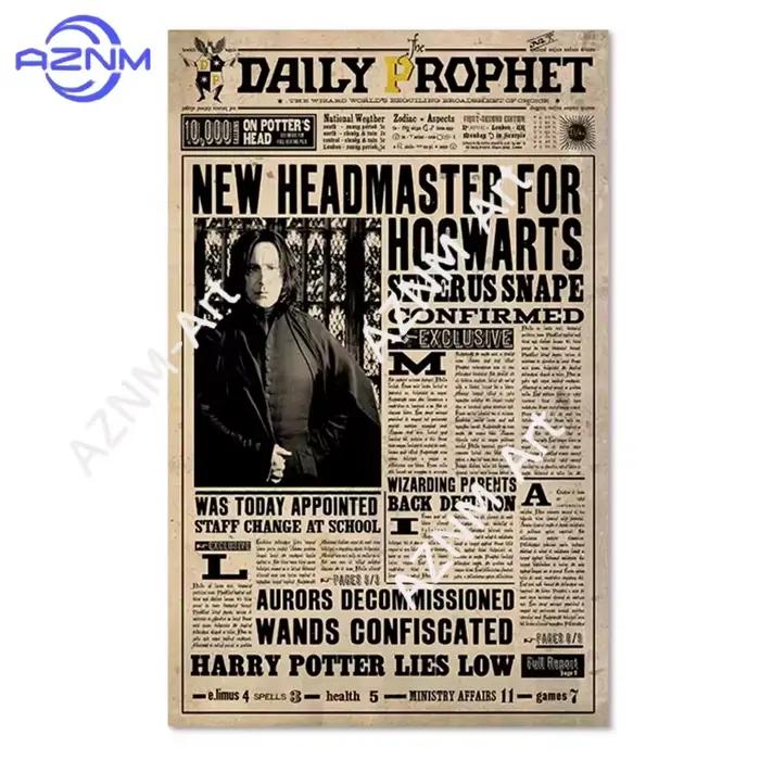 Affiche Harry Potter, impression artistique de journal magique vintage