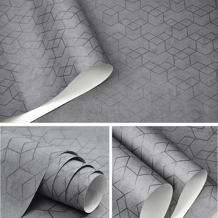 Rouleau de papier peint géométrique de luxe gris foncé