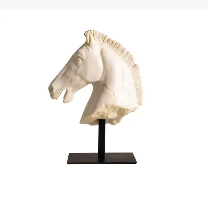 Statues de Tête de Cheval Rétro, Ornements de Bureau, Sculpture Créative en Résine d'Animal Cheval de Guerre Effet Vieilli, Décoration Esthétique pour la Chambre