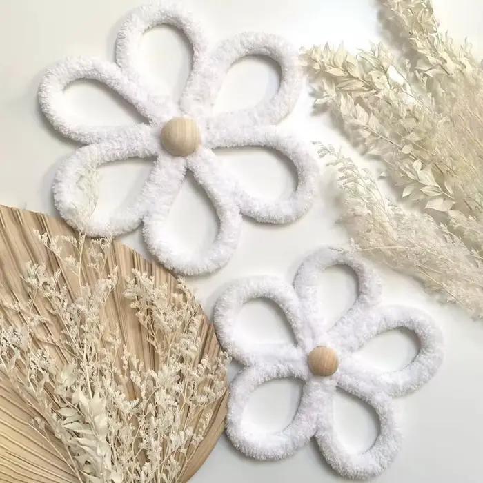 INS nordique bohème tissé marguerite fleur ornements muraux bébé enfants chambre décoration pendentif à la main artisanat pépinière décor Photo accessoires