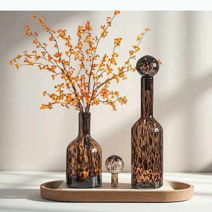 Vase en verre à petite ouverture, vases décoratifs, arrangement floral, ornement, vase hydroponique, vases pour fleurs séchées, artisanat de décoration