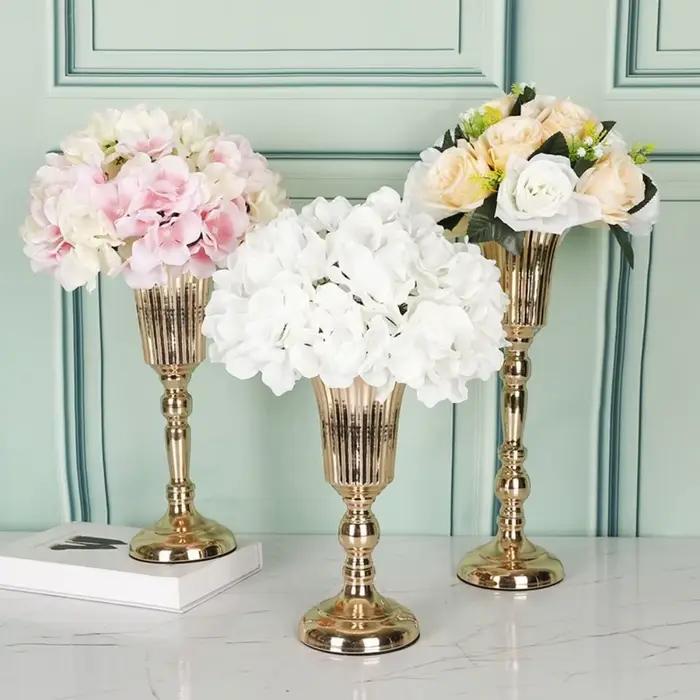Bougeoir en fer doré pour centre de table, vase à fleurs, accessoires de mariage, ameublement, décoration de la maison