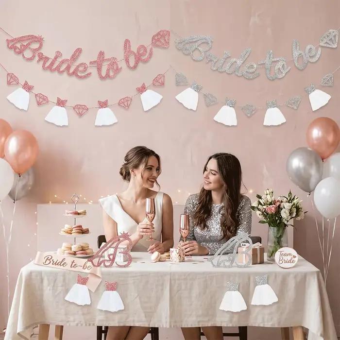 Bannière « Future Mariée », Décoration pour enterrement de vie de jeune fille, Guirlande pour douche nuptiale, Toile de fond pour enterrement de vie de jeune fille, Robe à paillettes et strass, Articl