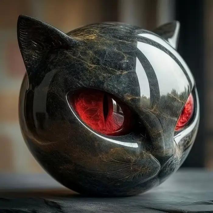 Figurine décorative en pierre de chat noir