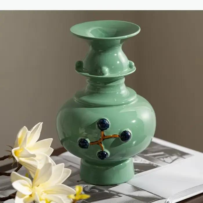 Petit vase en céramique à ouverture étroite, ornement artistique, ustensiles pour fleurs, vases décoratifs, arrangement de fleurs, vase pour fleurs séchées, vases hydroponiques