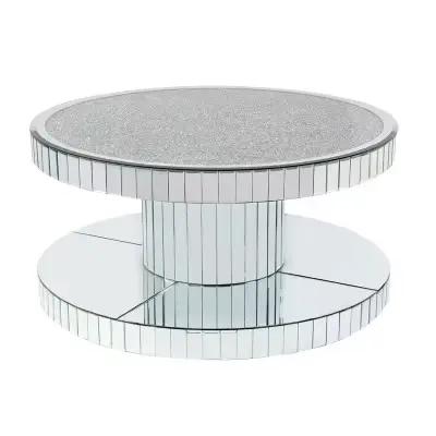 Table basse centrale creuse avec plateau en verre, meubles miroir de salon
