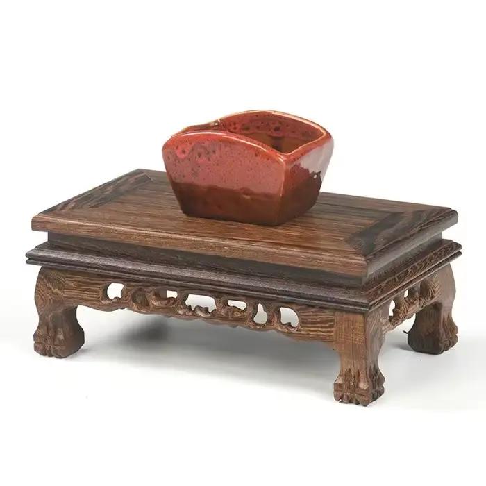Plateau en bois et socle d'affichage extérieur-étagère décorative pour ensembles de vin/café/thé