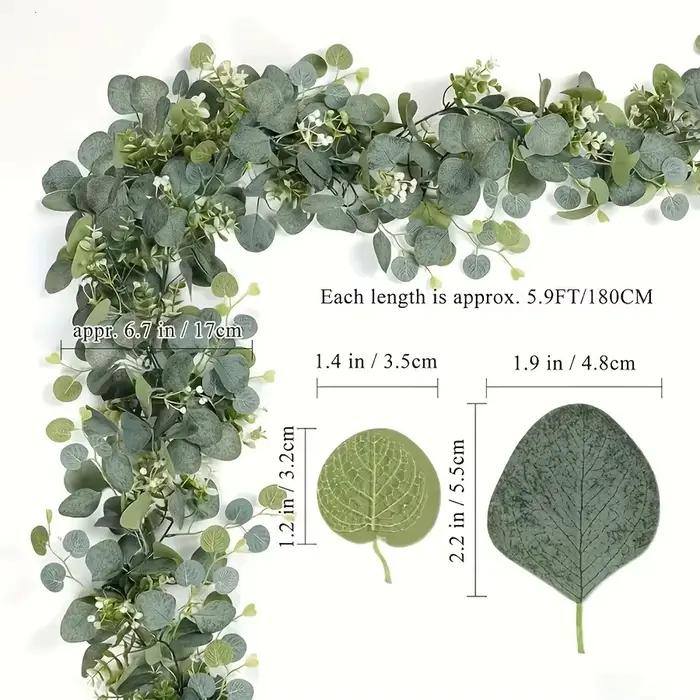 Guirlande de feuilles d'eucalyptus artificielles 1/2