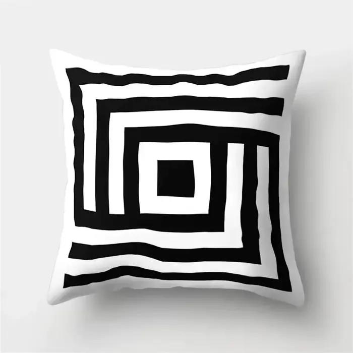 Housse de coussin géométrique noir et blanc