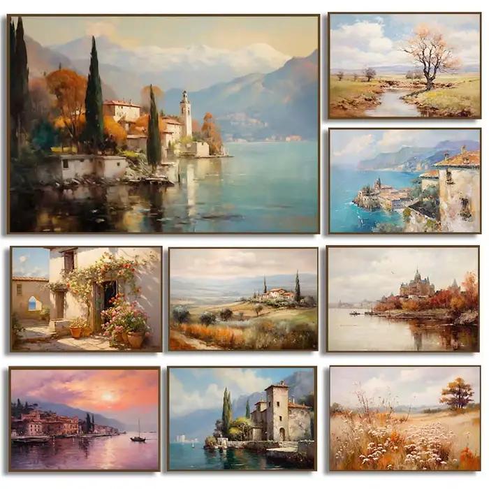 Toile de paysage neutre de campagne Vintage
