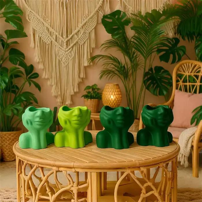 Pot de jardinière de visage abstrait
