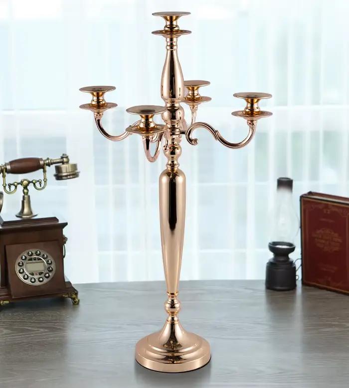 Candelabre en or noir 5 bras pour décoration de table élégante occasions spéciales mariage Noël