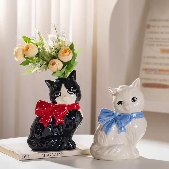 Vase en céramique motif chat mignon