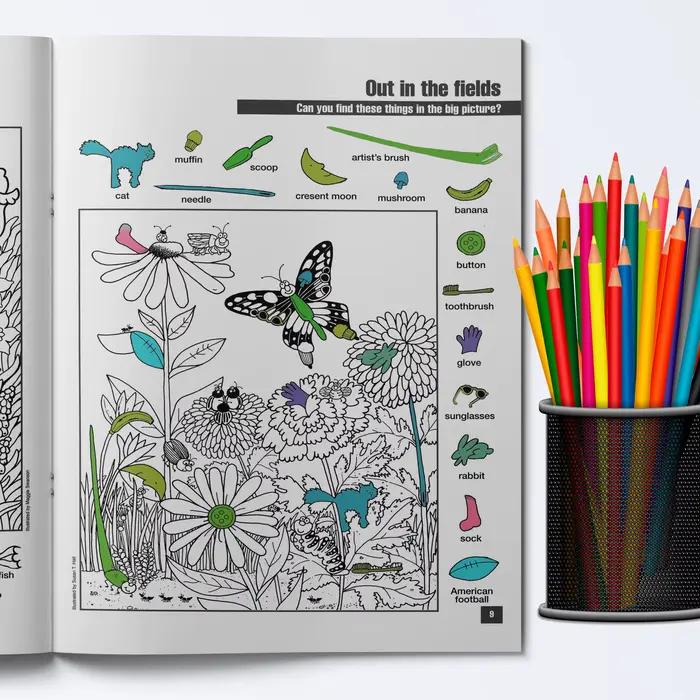 Livre d'activités de recherche d'objets cachés pour enfants – Amusants puzzles à trouver et à colorier pour améliorer la concentration et les compétences d'observation