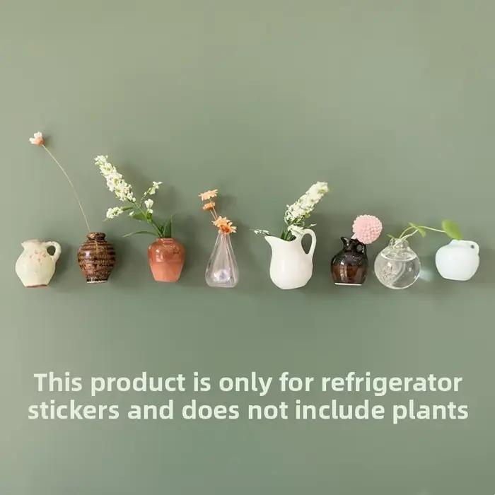 Mini vase à fleurs magnétique créatif en céramique – Insert en porcelaine DIY pour autocollant de réfrigérateur
