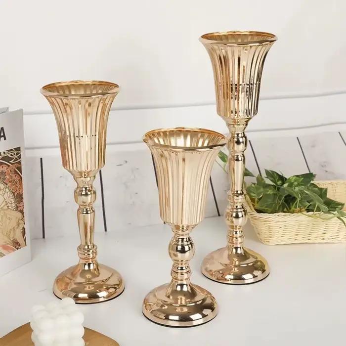 Bougeoir en fer doré pour centre de table, vase à fleurs, accessoires de mariage, ameublement, décoration de la maison