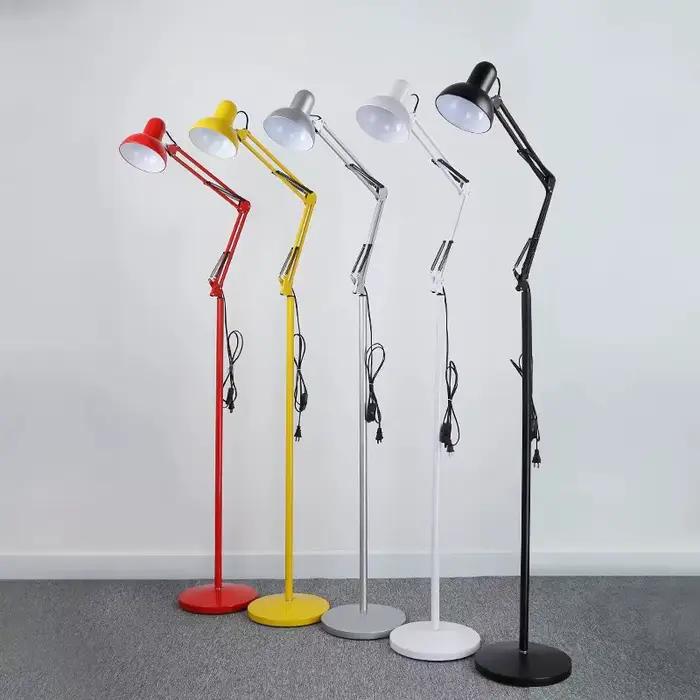 Lampadaire pliable à bras long avec abat-jour coloré pour étude, salon, chambre d'enfant et canape modernes