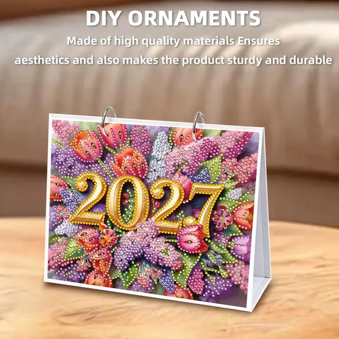 Calendrier de bureau 2027 avec peinture diamant et outils