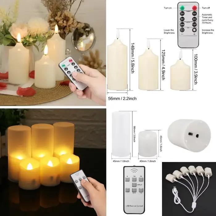 Bougie électrique LED étanche sans flamme avec télécommande, bougies chauffe-plat scintillantes, Halloween, Noël, décoration d'intérieur, ci-après