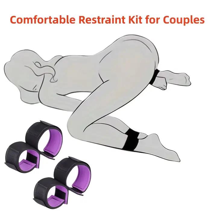Ensemble de bondage avec écarteur de jambes réglable |   Kit de retenue rembourré doux avec menottes pour poignets et chevilles pour jeux de couple adultes