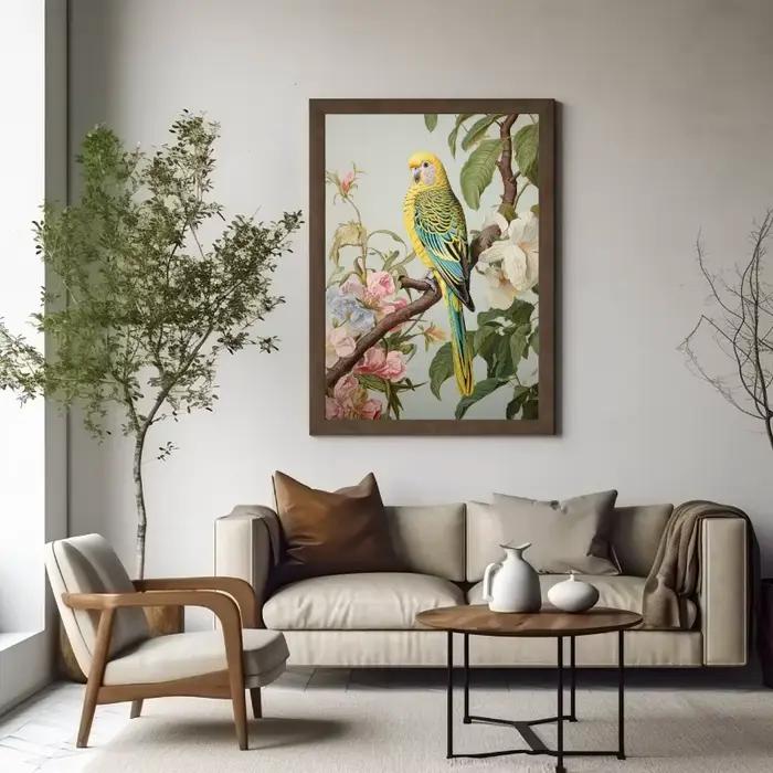 Chinoiserie traditionnelle oiseau et fleur perruche heron paysage affiche toile impression mur Art photos maison intérieur chambre décor