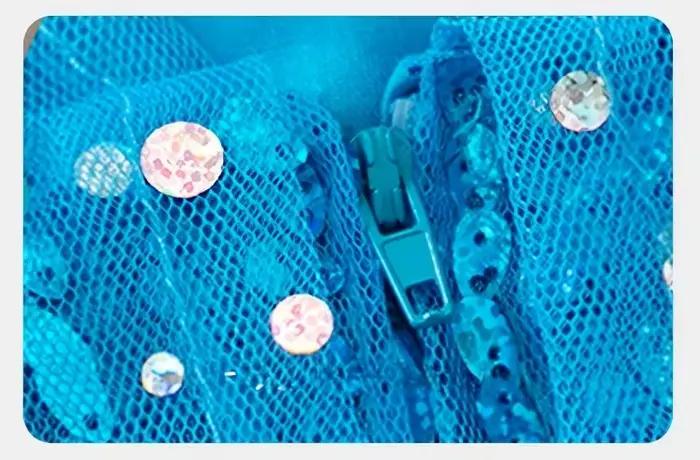 Robe longue de princesse époustouflante pour fille, entièrement recouverte de paillettes, avec traîne bleue, en tulle scintillant, costume de fête Reine des Neiges Elsa, tenue de cosplay